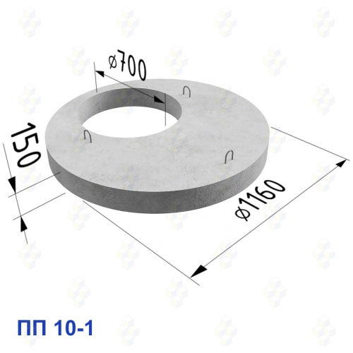 Бетонная крышка колодца ПП 10-1 ГОСТ 8020-90 - купить по цене 3500 руб. в Москве и Московской области